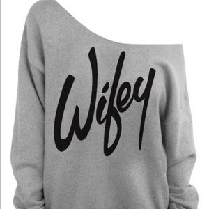 Wifey Gray Slouchy Oversized Light Sweatshirt